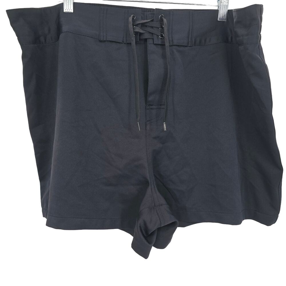 Island Escape Womans size 18W UPF 50 Sun Protection Tie Shorts in Black NEW